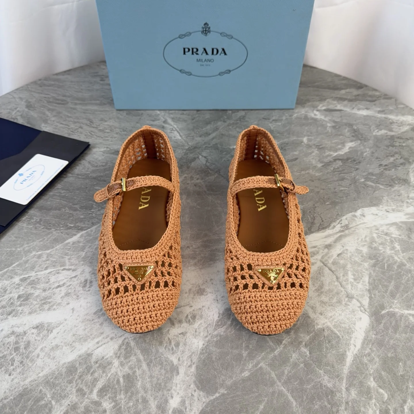 Prada Imported yarn knitted flat shoes women s casual shoes