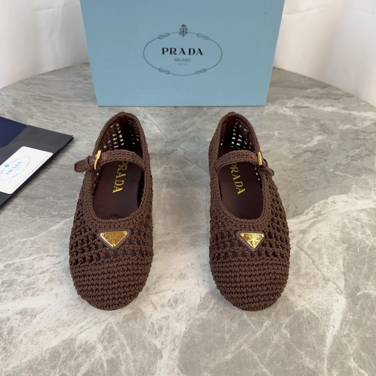 Prada Imported yarn knitted flat shoes women s casual shoes