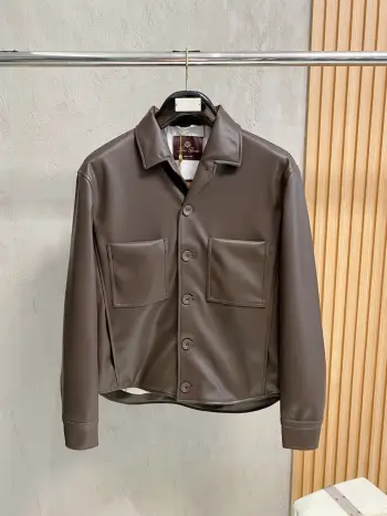 New Men s Imported Sheepskin Leather Jacket Replica Loro Piana Jackets and Outerwear