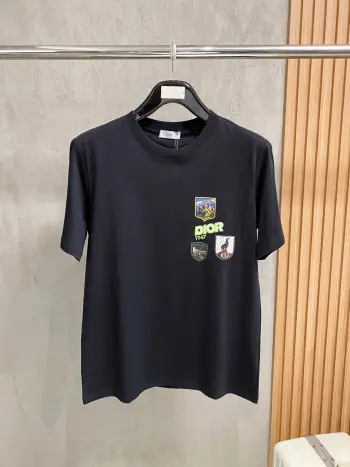Unisex Printed Embroidered Short Sleeve T-Shirt Replica Dior Tshirts and Polos