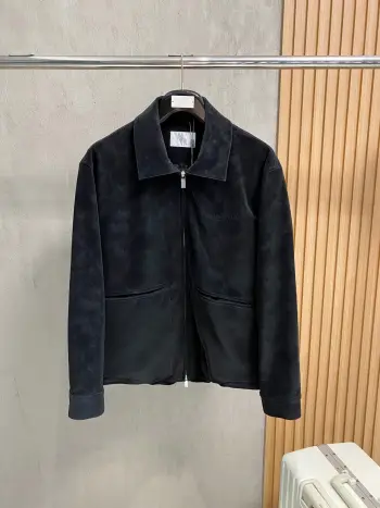 Letter embossed pattern suede jacket Replica Dior Jackets and Outerwear