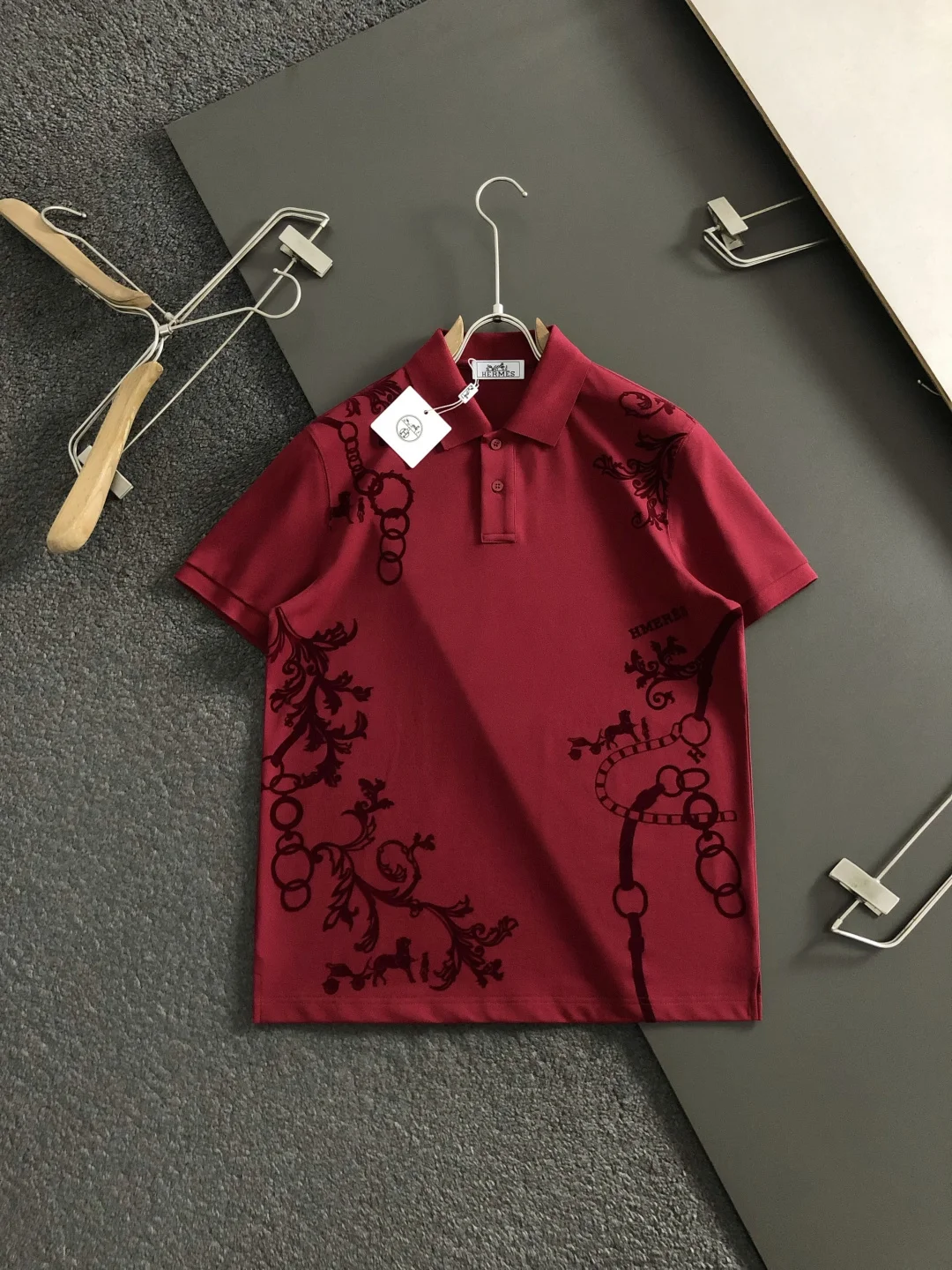 Hermes Offset flocking printed short sleeves for spring and summer