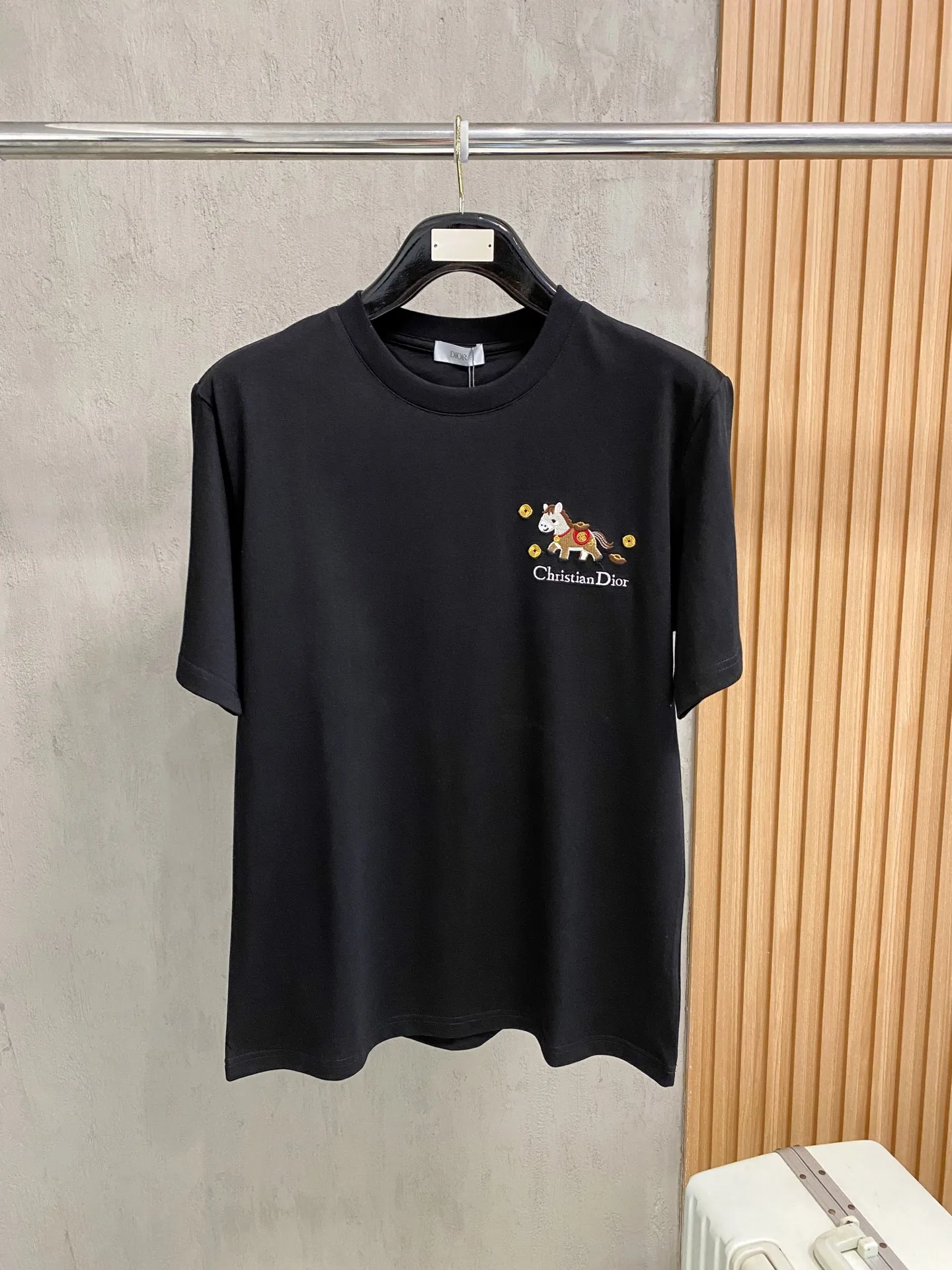 Dior Embroidered Pony Short Sleeve T-Shirt
