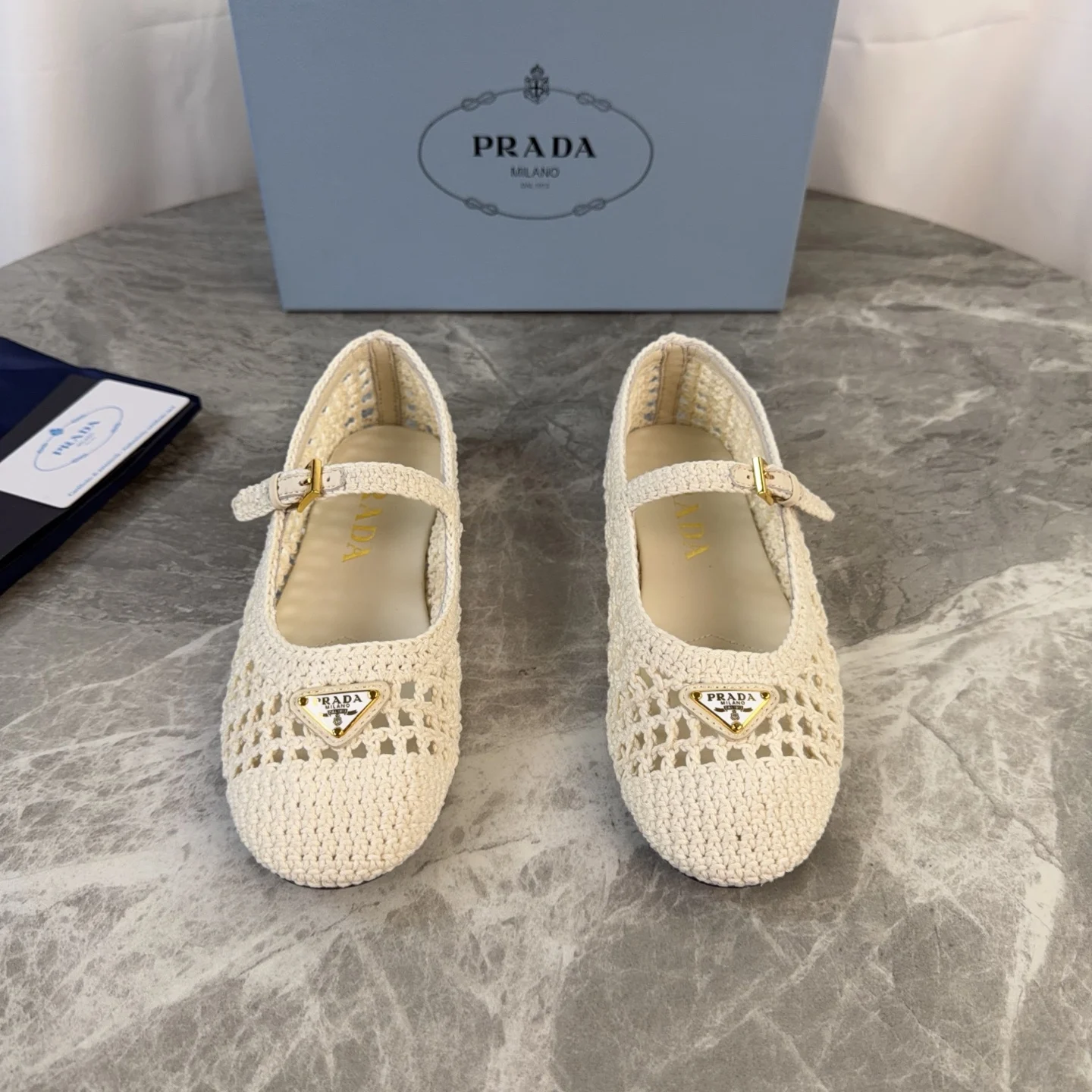 Prada Imported yarn knitted flat shoes women s casual shoes