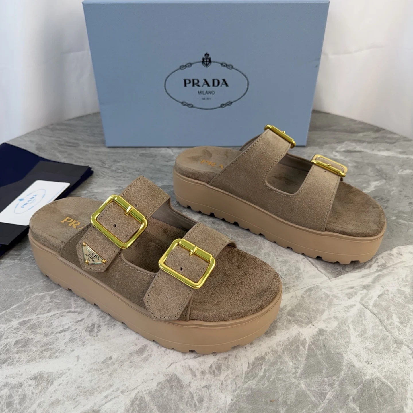 Prada Kosei Glossy Cow Suede Slippers Women s Slippers