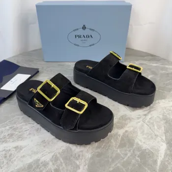 Kosei Glossy Cow Suede Slippers Women s Slippers Replica Prada Womens Sandals and Slides