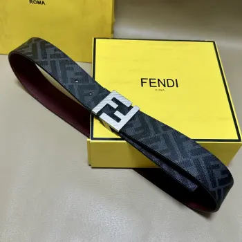 Burgundy double-ring reversible belt Replica Fendi Mens Belts