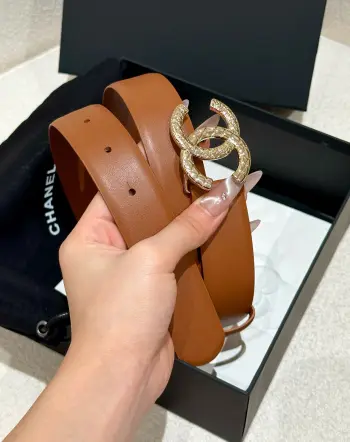 Pure steel hardware buckle cowhide belt Replica Chanel Womens Belts