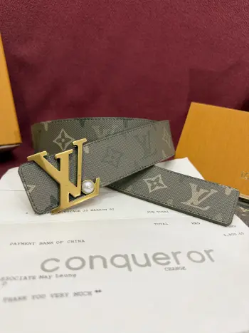 Silver buckle waist belt Replica Louis Vuitton Mens Belts