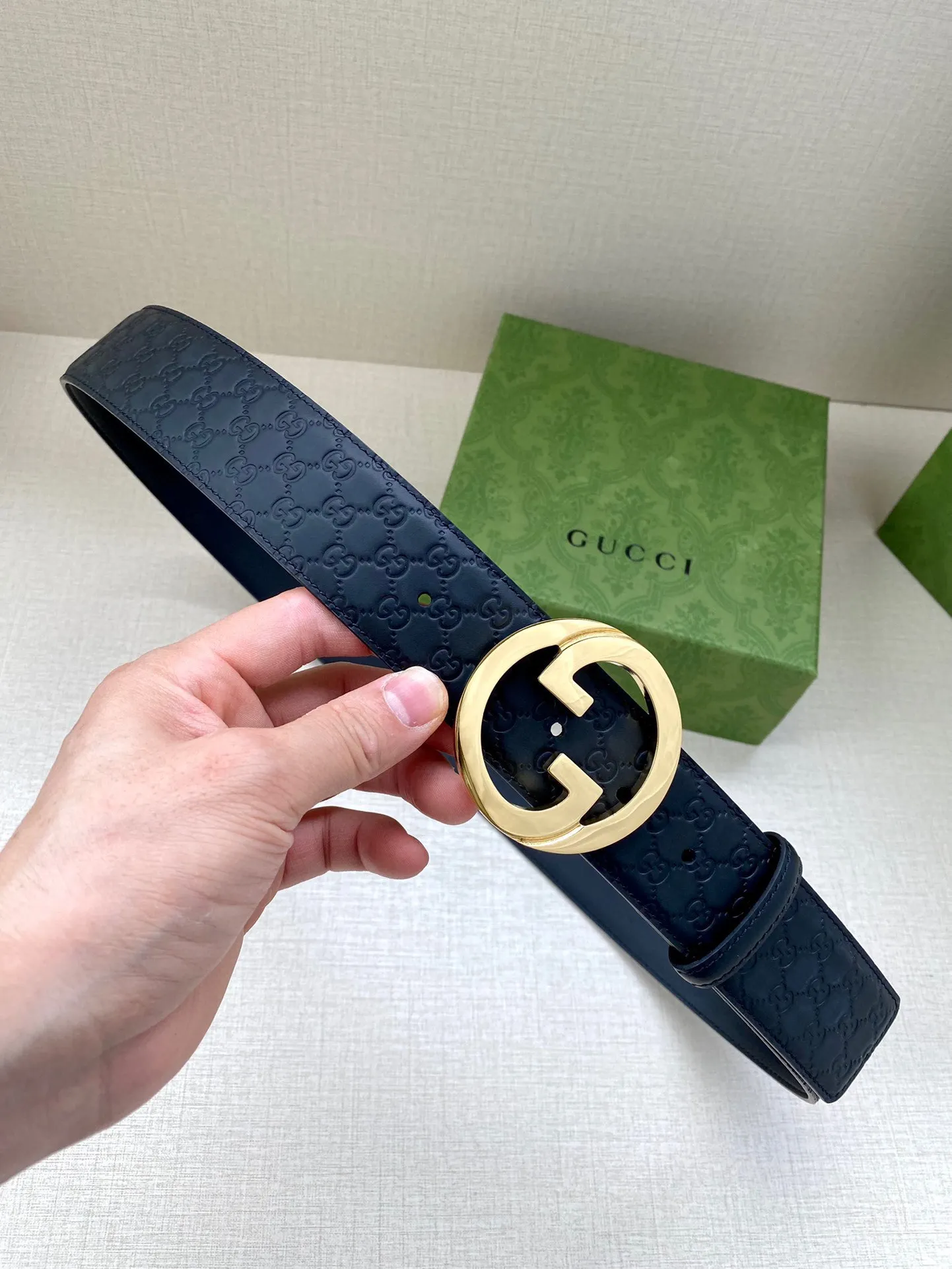 Gucci Double G original steel buckle cowhide belt