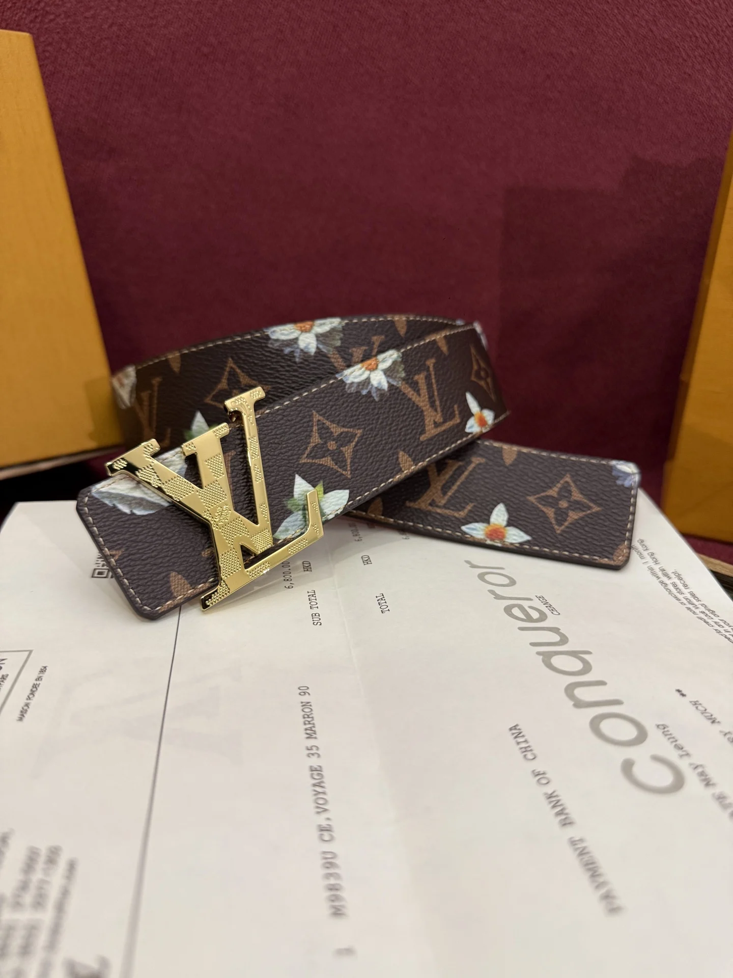 Louis Vuitton Printed Color-Contrast Floral Reversible Belt