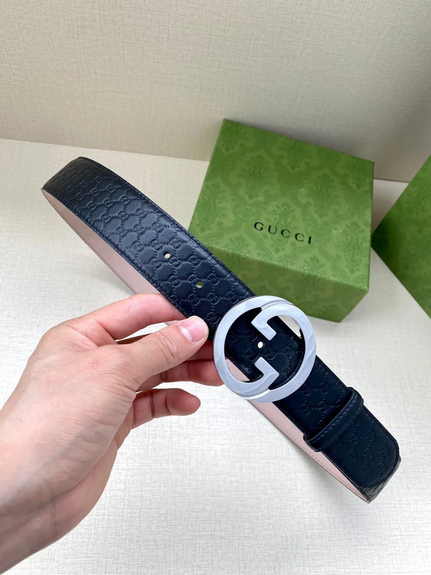 Gucci Double G original steel buckle cowhide belt