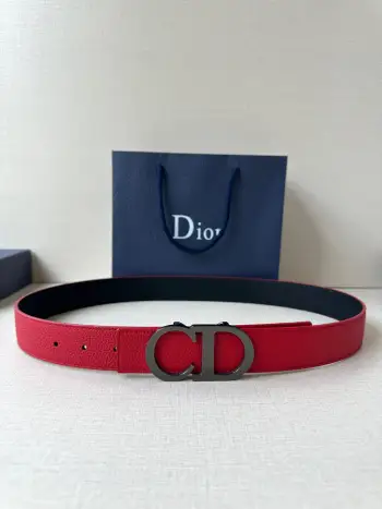 Grain cowhide leather reversible belt Replica Dior Mens Belts