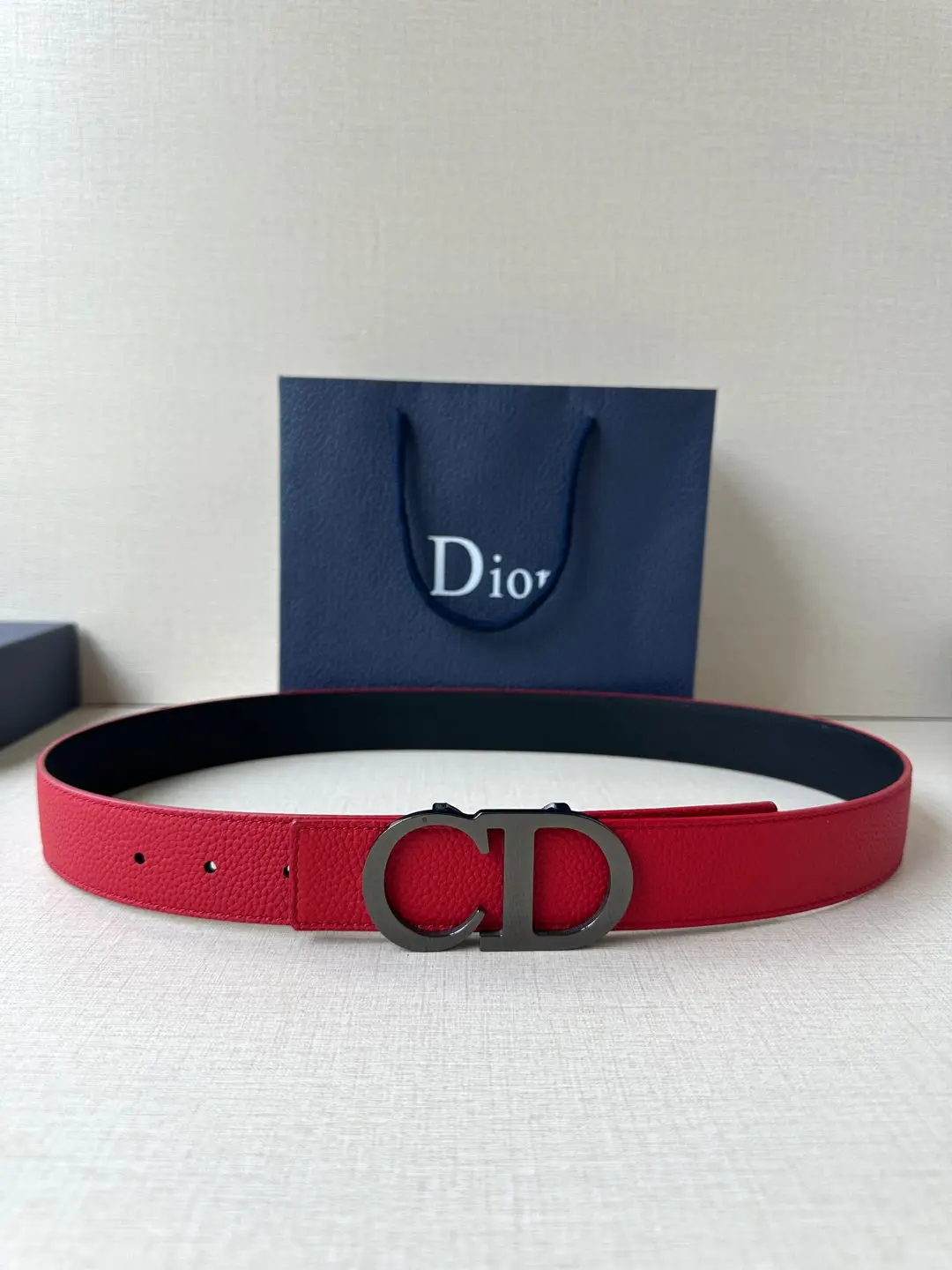 Dior Grain cowhide leather reversible belt Dior Grain cowhide leather reversible belt