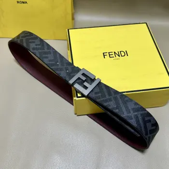 Burgundy double-ring reversible belt Replica Fendi Mens Belts