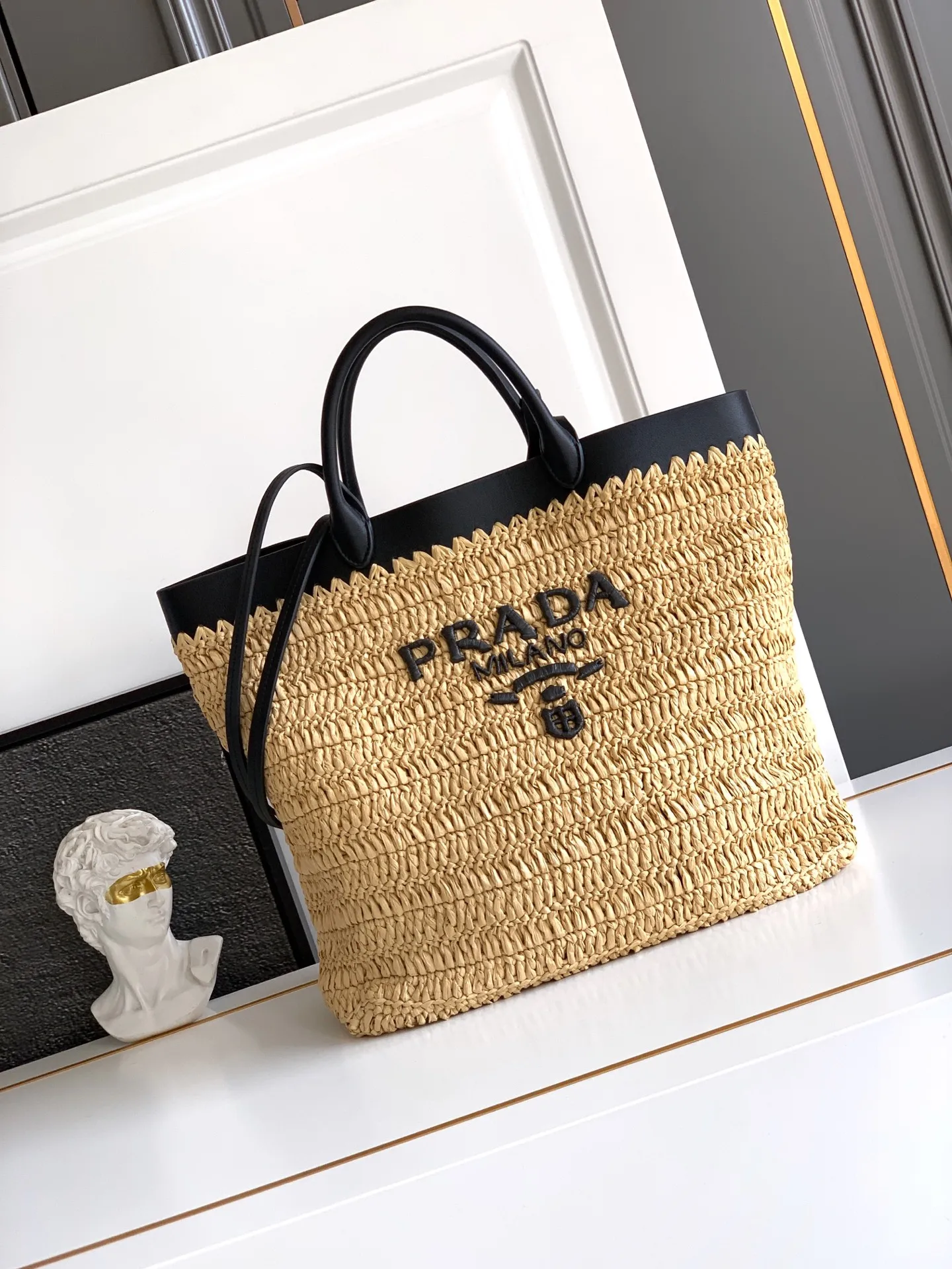 Prada 1BG499 New Straw Woven Tote Bag Women s Shoulder Bag