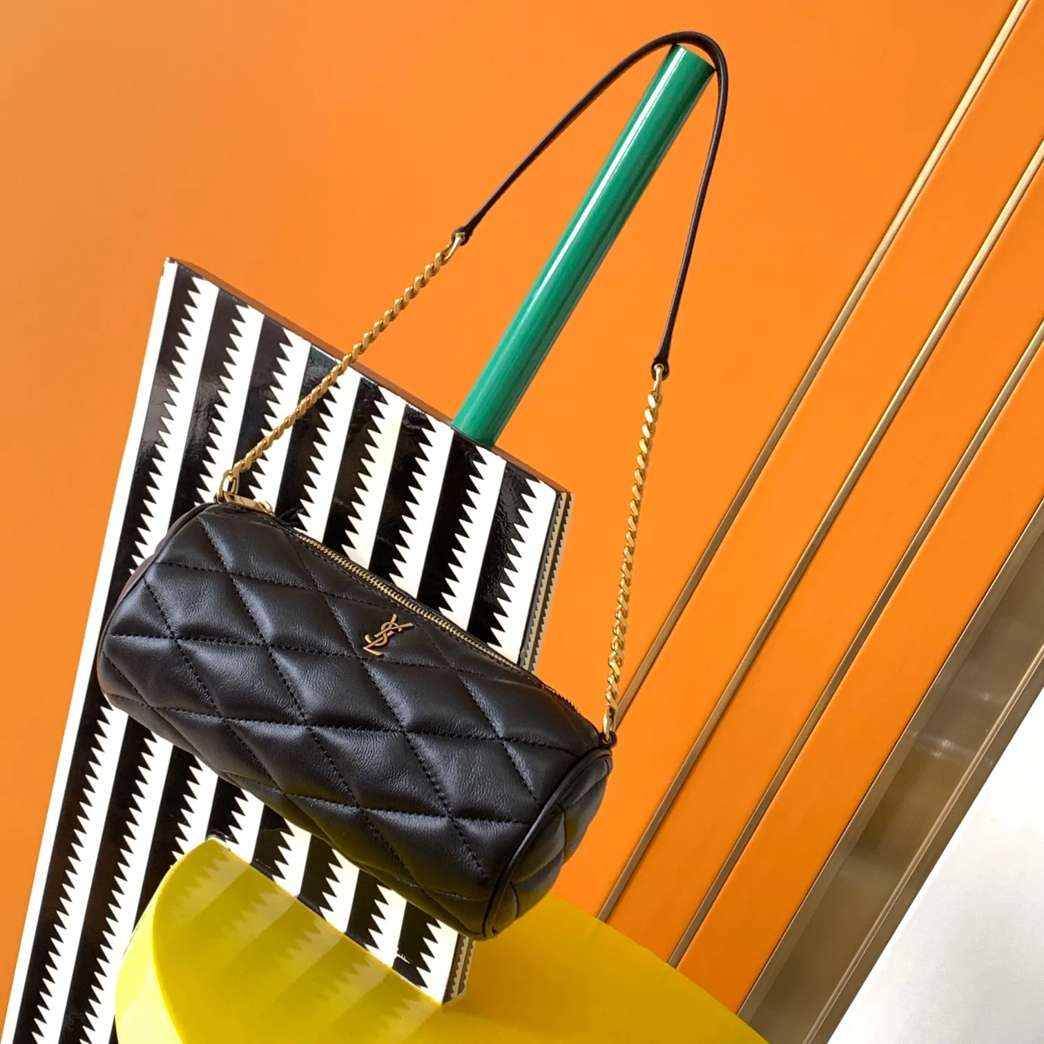 SAINT LAURENT 699703 Mini Round Tube Handbag Women s Crossbody Bag