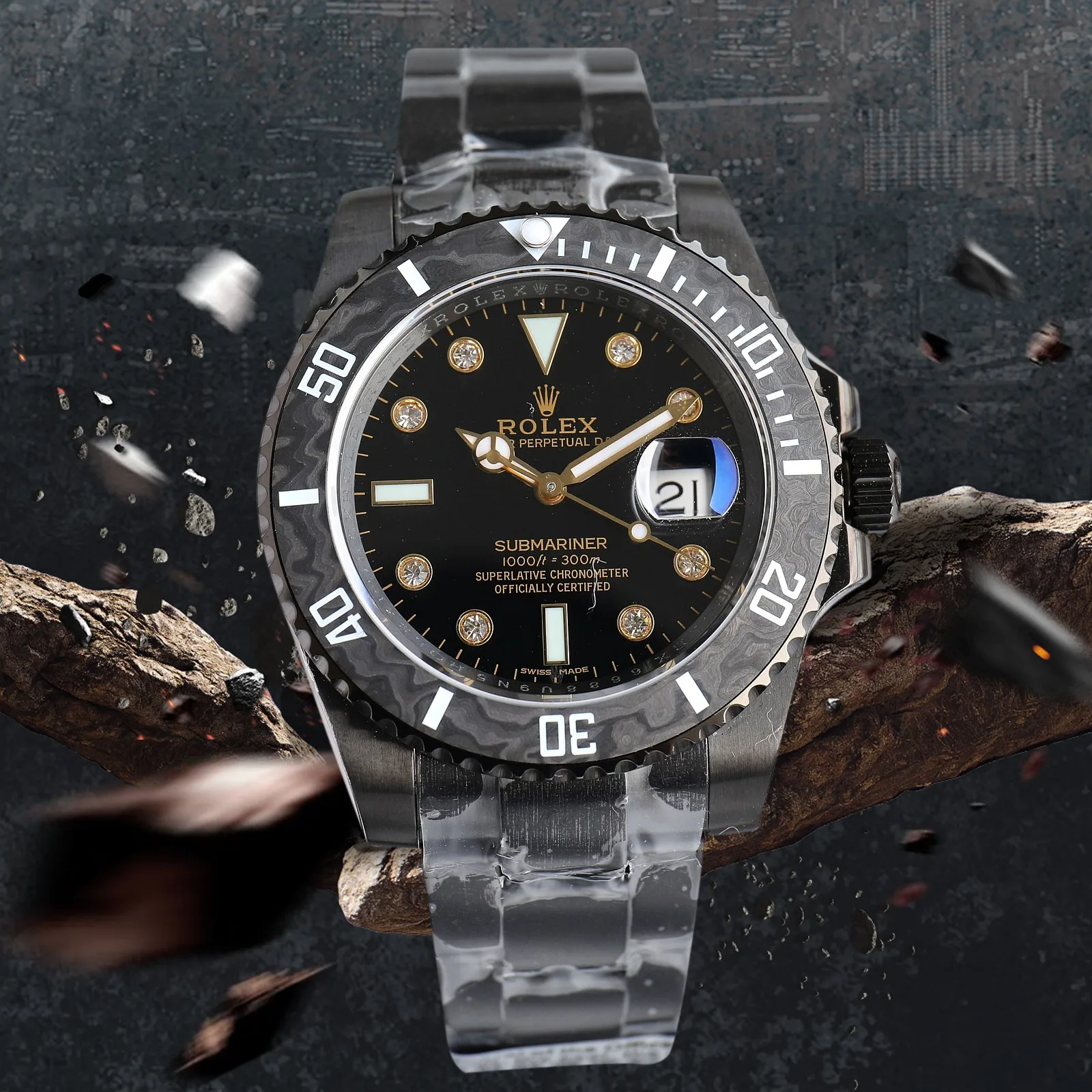 ROLEX 904L stainless steel large diamond stud dial watch men s mechanical watch