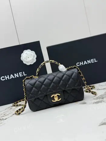 AS5701 Black Gold Ball Pattern Cowhide Bag Women s Crossbody Bag Replica Chanel womens bags
