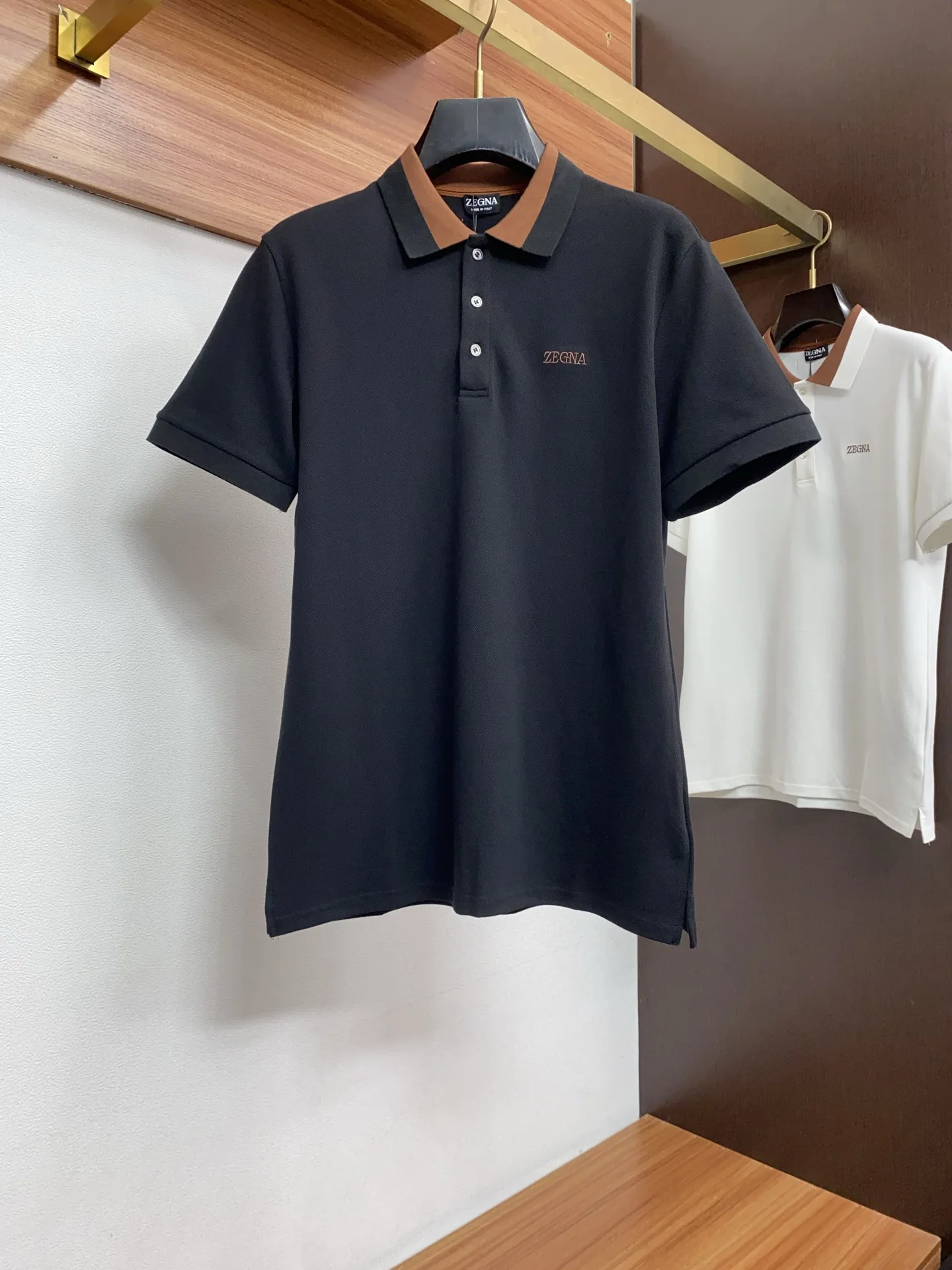 Zegna Spring and Summer New Fine Stripe Pique Business Polo