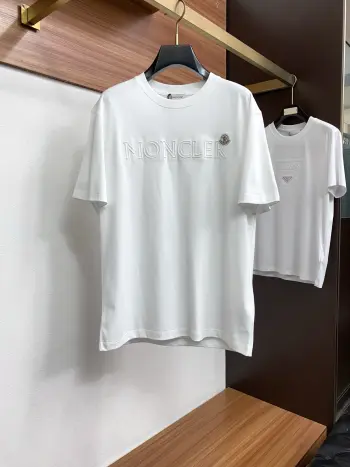 100% Cotton Loose Fit Round Neck Men s Short Sleeve T-Shirt Replica Moncler Tshirts and Polos