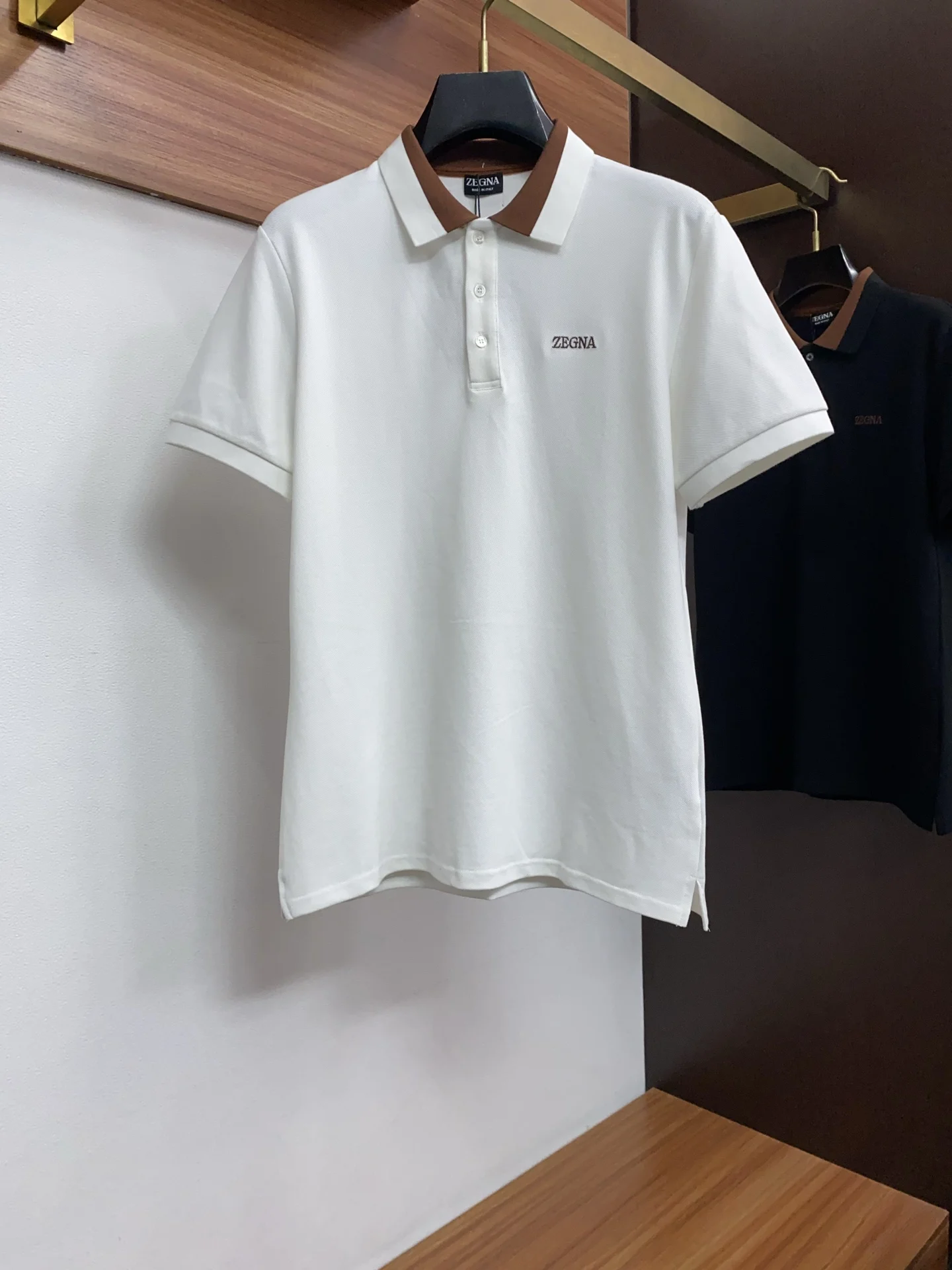 Zegna Spring and Summer New Fine Stripe Pique Business Polo