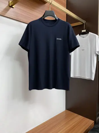New Silk Cotton Short Sleeve Replica Zegna Tshirts and Polos