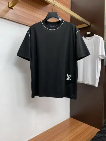 100% Cotton Loose Fit Round Neck Men s Short Sleeve T-Shirt Replica Louis Vuitton Tshirts and Polos
