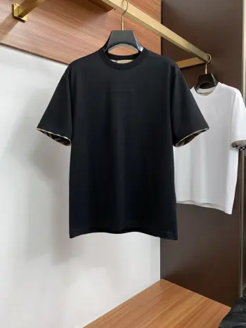 100% Cotton Loose Fit Round Neck Men s Short Sleeve T-Shirt Replica Burberry Tshirts and Polos