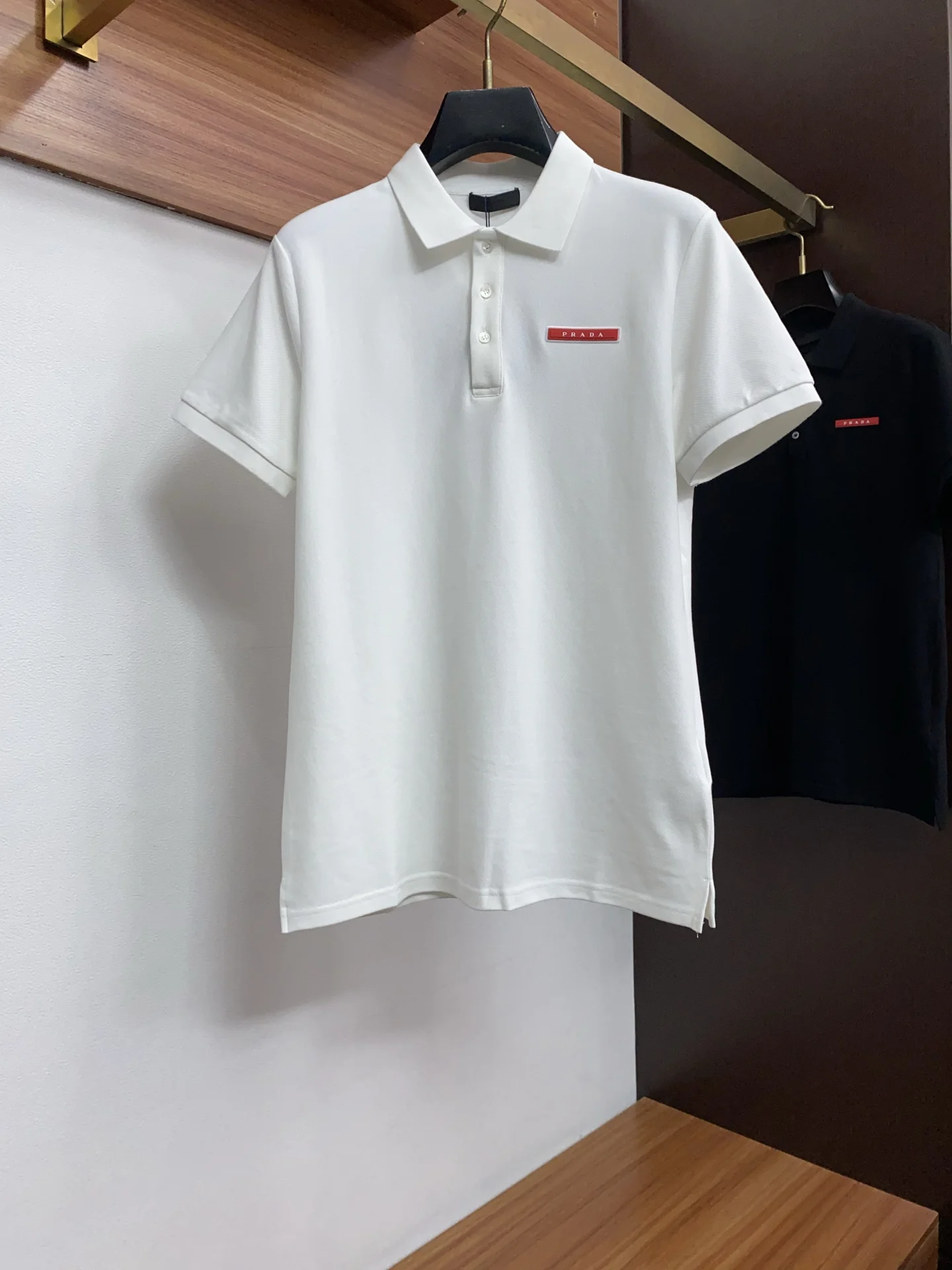 Prada Fine stripe textured collar business Polo