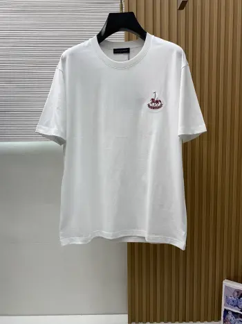 Cotton Round Neck Short Sleeve Replica Louis Vuitton Tshirts and Polos