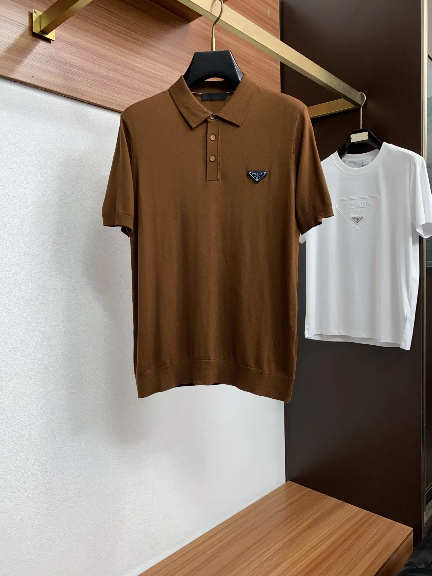 Prada Polo collar knitted short-sleeve T-shirt