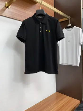 Fine ribbed polo with a business collar Replica Fendi Tshirts and Polos