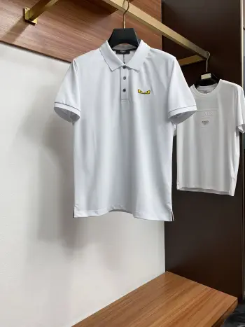 Fine ribbed polo with a business collar Replica Fendi Tshirts and Polos