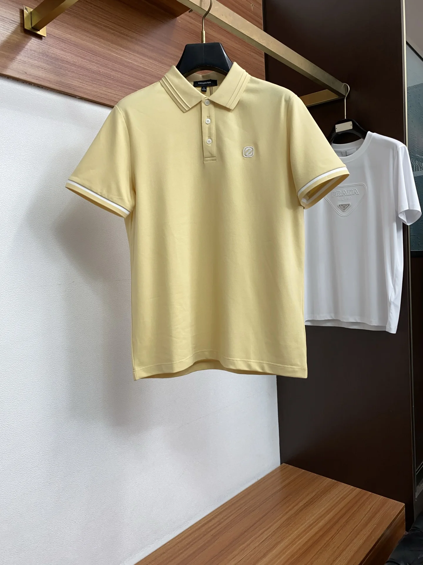 Zegna Spring and Summer New Fine Stripe Pique Collar Business Polo