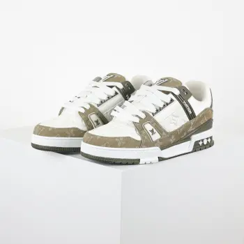 Military green denim casual shoes Replica Louis Vuitton Mens Casual and Sneakers