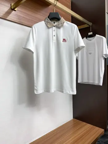 Fine stripe textured collar business Polo Replica Burberry Tshirts and Polos