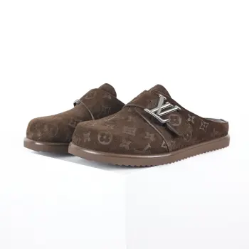 Suede calfskin closed-toe slippers men s slippers Replica Louis Vuitton Mens Sandals and Slides