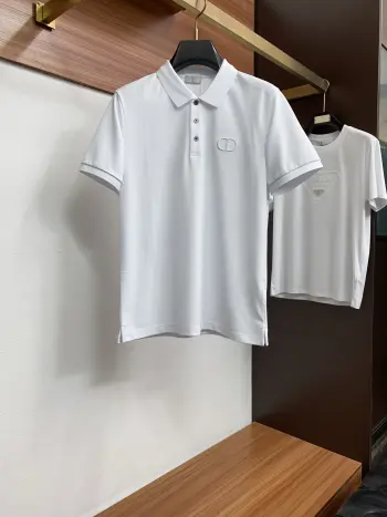 Fine stripe textured collar business Polo Replica Dior Tshirts and Polos