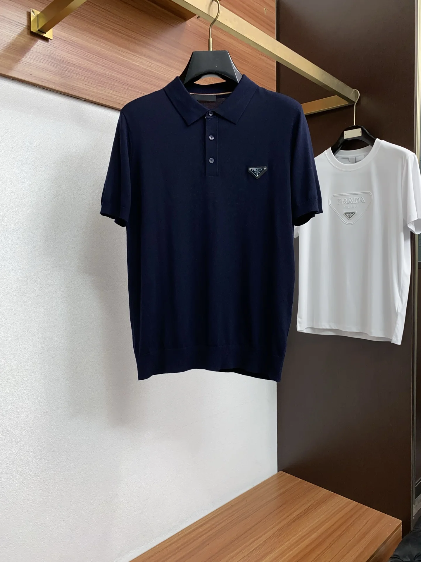 Prada Polo collar knitted short-sleeve T-shirt