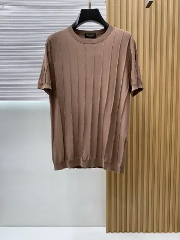 Round neck knitted short sleeve T-shirt Replica Loro Piana Tshirts and Polos