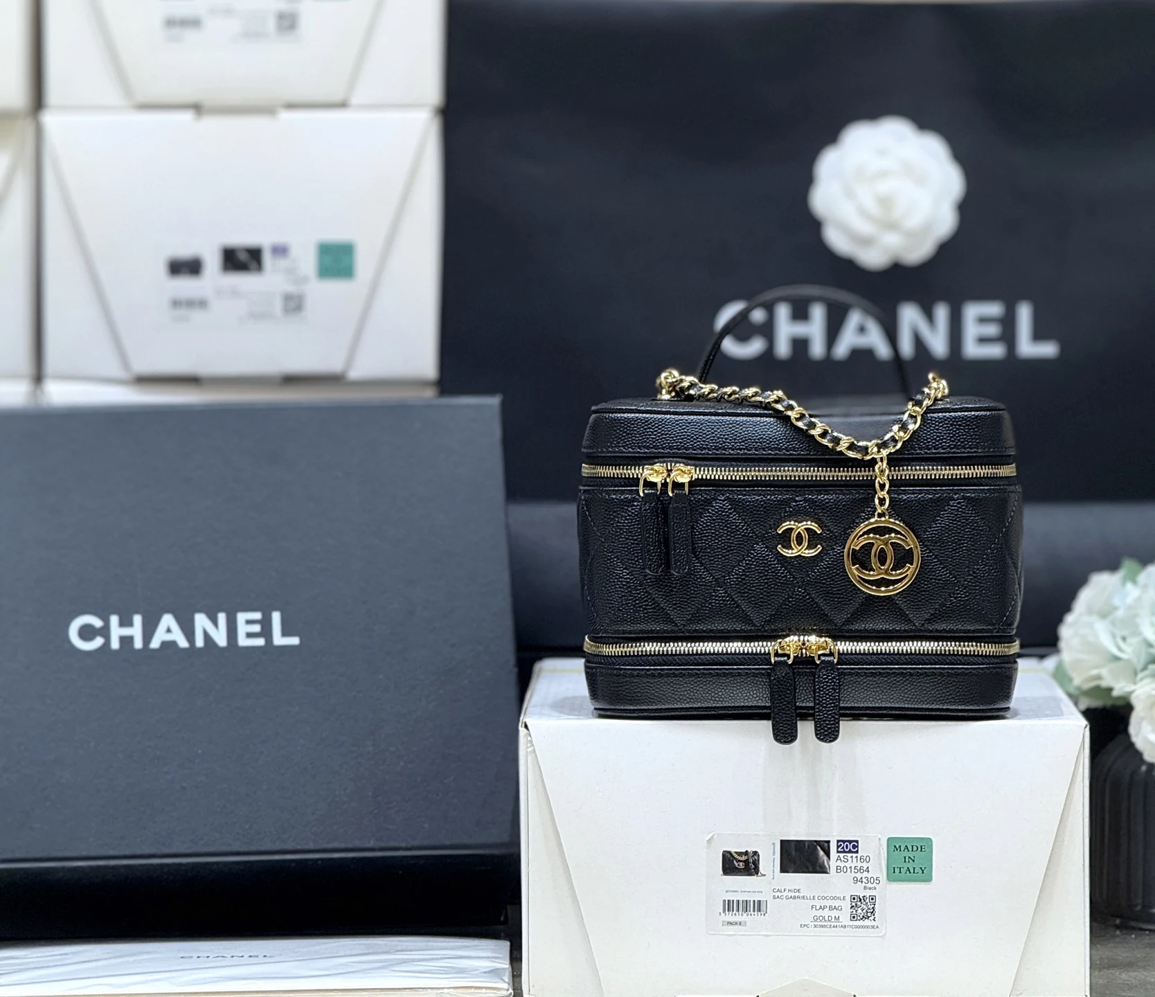 Chanel AP46880 Double Zipper Cosmetic Bag Women s Crossbody Bag Chanel AP46880 Double Zipper Cosmetic Bag Women s Crossbody Bag