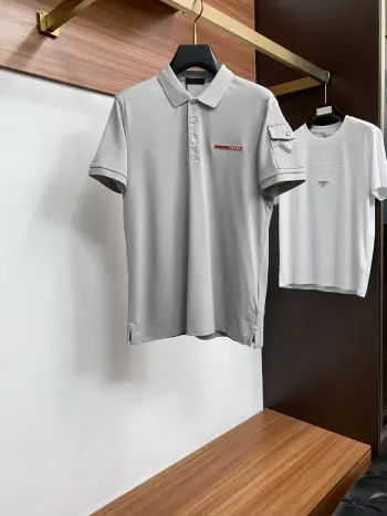 New Men s Polo Short Sleeve Replica Prada Tshirts and Polos