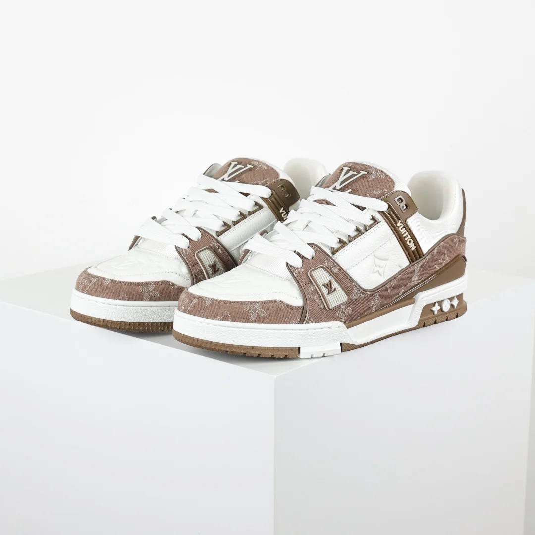 Louis Vuitton Lace-up stylish brown denim casual shoes