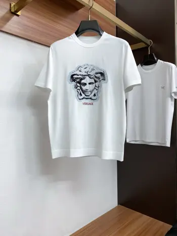 100% cotton round neck short sleeve Replica Versace Tshirts and Polos