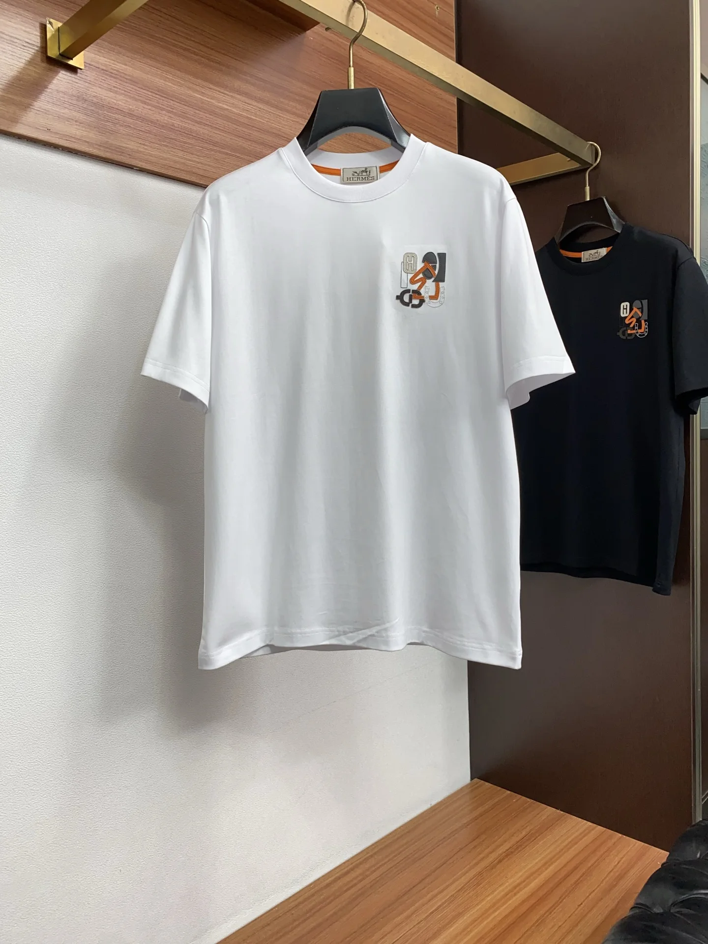 Hermes 100% Cotton Loose Fit Round Neck Men s Short Sleeve T-Shirt