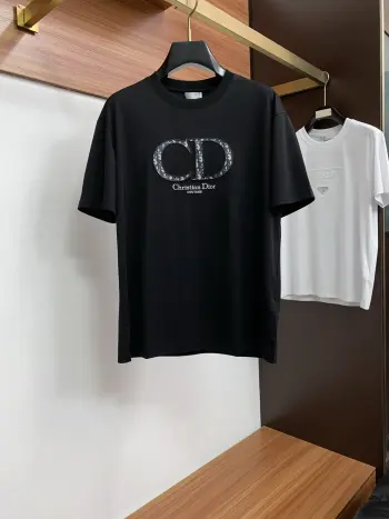 100% Cotton Loose Fit Round Neck Men s Short Sleeve T-Shirt Replica Dior Tshirts and Polos