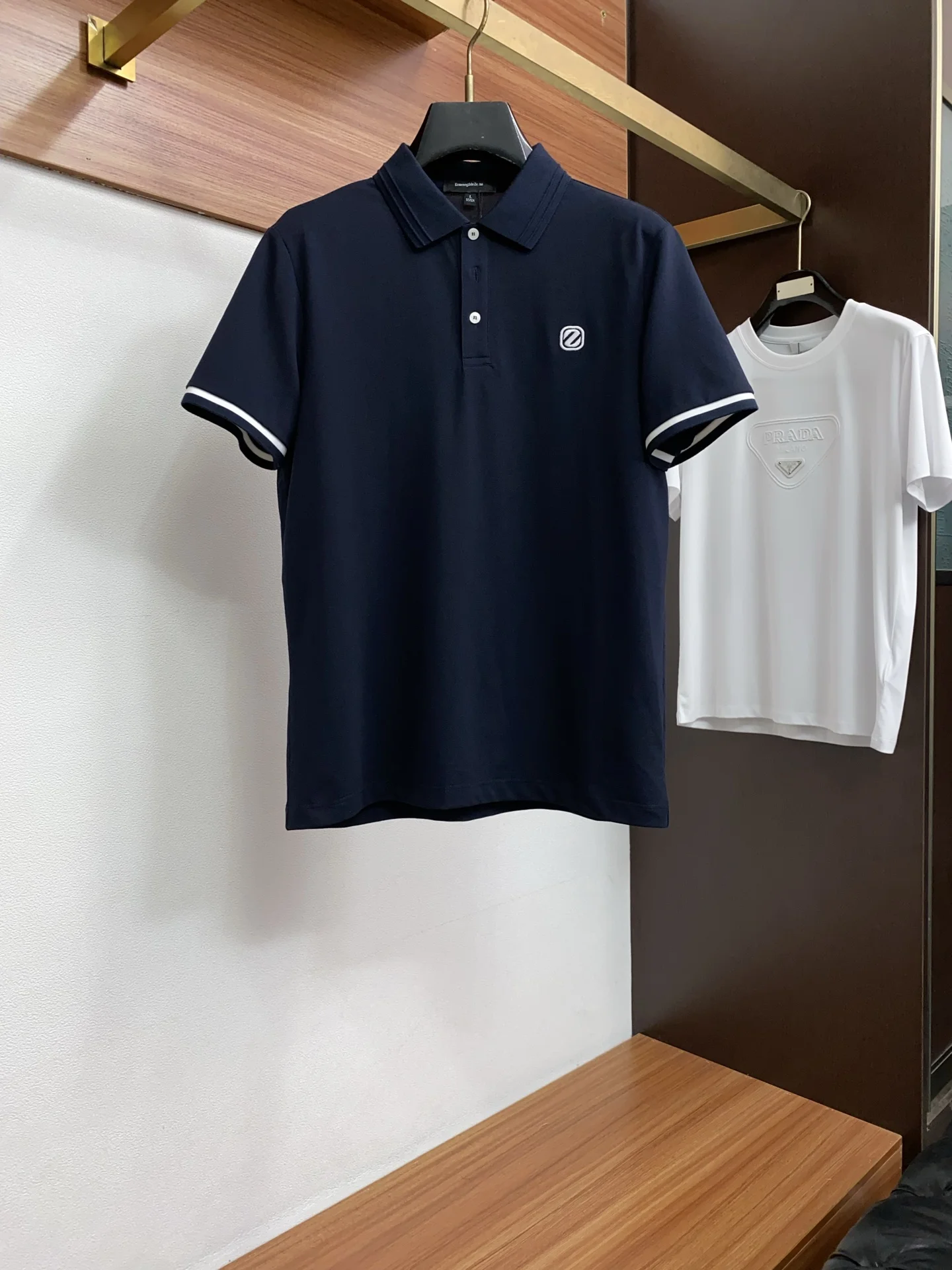 Zegna Spring and Summer New Fine Stripe Pique Collar Business Polo