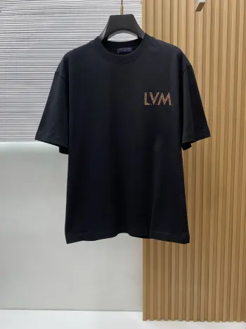 100% Cotton Loose Fit Round Neck Men s Short Sleeve T-Shirt Replica Louis Vuitton Tshirts and Polos