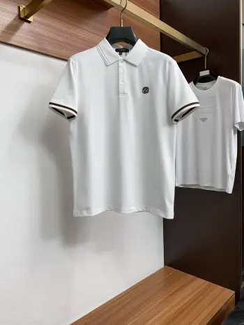 Spring and Summer New Fine Stripe Pique Collar Business Polo Replica Zegna Tshirts and Polos